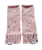 Jasnoróżowe mitenki z serii "Tweed", z wełną, handmade, unikat