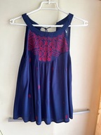 38 M granatowa bluzka bez rękawów hafty oversize boho