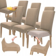 6 SZT POKROWCE POKROWIEC NA KRZESŁA KRZESŁO UNIWERSALNE BEŻOWE ETUI OCHRONA