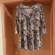 Tunika 38 M&Co biel czerń kwiaty wiskoza super