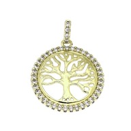 85089 Zawieszka stal chirurgiczna 316L pozłacana 14k drzewko z cyrkoniami