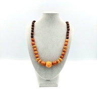 Korale brązowe brąz PRL drewniane drewno lata 80 80s 1980s 20th century