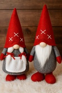 Skrzaty świąteczne krasnale PARA skrzat gnom ozdoby dekoracje ZESTAW 25cm