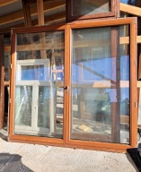 DRZWI/OKNO Balkonowe Mahoniowe Drewniane Dwuskrzydłowe 236x226cm