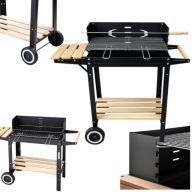 GRILL OGRODOWY DUŻY SMART ROŻEN PÓŁKI NA KÓŁKACH WĘGLOWY MOCNY STALOWY