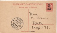 ESTONIA EESTI TALLIN -TARTU -postkaart -obieg 1926 -grzecznościowa