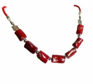 Naturalny czerwony koral, naszyjnik vintage, retro