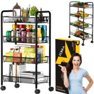 REGAŁ MOBILNY KUCHENNY ŁAZIENKOWY STOLIK NA KÓŁKACH 4 PÓŁKI METALOWY MOCNY