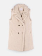 Beżowa kamizelka futerko M 38 długa ciepła sztuczne futro