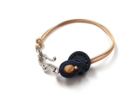 BRANSOLETKA SUTASZ granatowa z karmelem niebieska