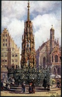 Nürnberg, Schöner Brunnen und Frauenkirche - 1910