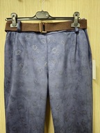 Spodnie jak aksamit granatowe wytłaczane kwiaty r. Uni Italy !!!