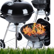 GRILL WĘGLOWY OKRĄGŁY OGRODOWY POKRYWA STALOWY DO OGRODU MOBILNY