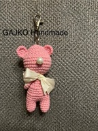 Miś różowy brelok / zawieszka rękodzieło szydełko