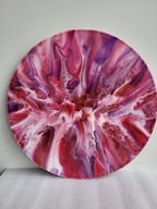 Karminowy taniec, abstrakcja, farby akrylowe, aukcja charytatywna