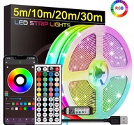 TAŚMA LED RGB LEDY 30M APLIKACJA + PILOT