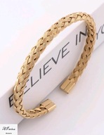 Bra0066 Bransoletka złocona sztywna pleciona złota