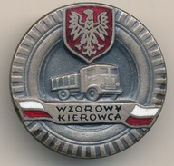 Odznaka Wzorowy Kierowca Srebrna Emalia średn.30,5 mm.średn nakr.14,5 mm.sy
