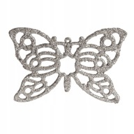 Zawieszki SREBRNE MOTYLKI Bombki Bańki Ozdoby na choinkę 10 cm 12 szt.