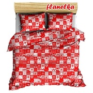 pościel bawełna lux 200x200 +2x70x80 +4x40x40 guzik B 566 świąteczna czerwo