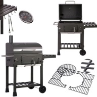 GRILL WĘGLOWY DUŻY OGRODOWY KOMIN TERMOMETR RUSZT ŻELIWNY 57X43 CM