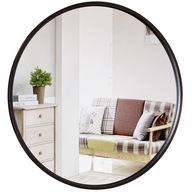 Lustro okrągłe średnica 60 cm w stalowej czarnej ramie loft