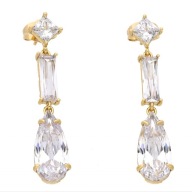 63893 Kolczyki 18K pozłacane 43/9 MM eleganckie z kryształkami