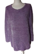 Luźny sweter damski liliowy akryl r 46