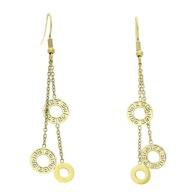 86908 Kolczyki złota stal chirurgiczna 316L kółka z greckim wzorem