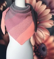 DUŻA XXL SZYDEŁKOWA CHUSTA OMBRE, SZAL Z BAWEŁNY ORGANICZNEJ_NA PREZENT