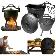 KOCIOŁEK STOJĄCY 5L ŻELIWNY MYŚLIWSKI WĘGIERSKI PIECZONKI OGNISKO GRILL