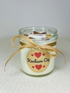 Świeczka sojowa Walentynki, zapach Bursztynowy Spokój, prawdziwy bursztyn