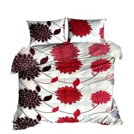 Pościel kora lux 140x200 + 1x70x80 guzik K 203-2 Piwonia bordo