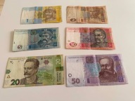 Ukraina zestaw 1, 2, 5, 10, 20, 50 hrywien stan VF/XF