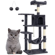 DRAPAK WYSOKI LEGOWISKO SŁUPEK DO DRAPANIA WIEŻA FEANDREA 143CM HAMAK SZARY