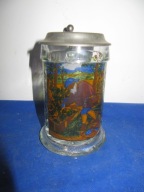 -OBNIŻKA--Szklany -Stary miedzywojenny kufel--1/2L -35--