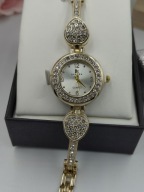 KURREN złoty damski zegarek diamentowe serduszka i cyrkonie STYL KLASA