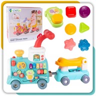 Chodzik Pchacz Interaktywny Jeździk Grający Lokomotywa Pociąg z Dymem 12m+