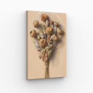 Obraz na Płótnie 40x70cm Bukiet suszonych kwiatów beż Boho Natura Prezent