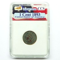 1 cent 1893 USA Indianin w plastikowym slabie Indian Head