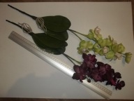 SZTUCZNY STORCZYK GAŁĄZKA 7 KWIATÓW Z LIŚĆMI I KORZONKAMI 2SZT