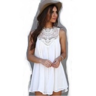 SUKIENKA BOHO Zwiewna Szyfon Koronka r. 36 S