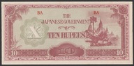 Birma Burma 10 rupees 1942 - BA - stan bankowy UNC -