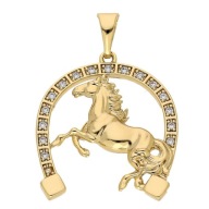 86370 Zawieszka stal chirurgiczna 316L pozłacana 18k podkowa z koniem