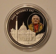 BENEDYKT XVI - FIVE 5 DOLARÓW 2005 LIBERIA - SREBRZONA, KOLOR, MENNICZA