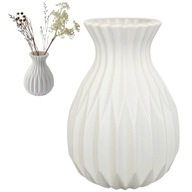 WAZON BIAŁY PLASTIKOWY NIETŁUKĄCY NA KWIATY NOWOCZESNY STRUKTURA 17 CM