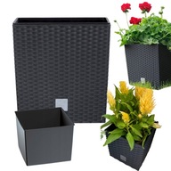 DONICA DONICZKA OGRODOWA RATANOWA 17 cm na taras balkon + wkład ANTRACYT