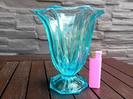 NIEBIESKI LAZUROWY WAZON ART-DECO BOHEMIA CZECHY / SZKŁO - SYGNATURA