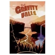 „Visit Gravity Falls” – Plakat w Stylu Vintage z Motywem Kultowej Animacji