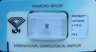 BRYLANT 0.174ct VS2 F 3,60 mm Certyfikat IGI Diament